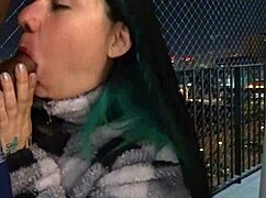 My friend gives me a blowjob on the balcony and I fuck her hard