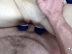 shaved slit gets banged and covered in fresh jizz