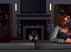 shemale futa shoves cock into girlfriend during movie night sims 4
