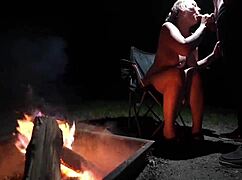 I feel so aroused sucking his big cock naked in the forest.