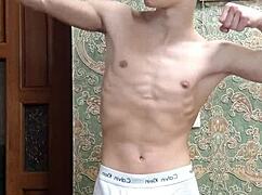 flex skinny boy in underwear