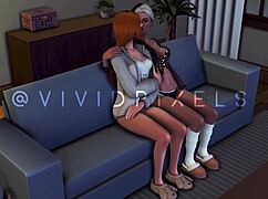 shemale futa shoves cock into girlfriend during movie night sims 4