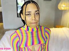 petite latina brunette in pigtails loves sucking cock and rough ahegao sex by the pool