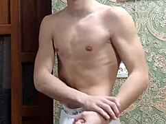 flex skinny boy in underwear