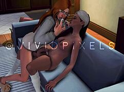 shemale futa shoves cock into girlfriend during movie night sims 4