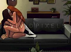 shemale futa shoves cock into girlfriend during movie night sims 4