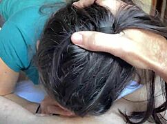 Slutty Brunette With Hard Tits Giving Deep Blowjob To Big Pink Cock