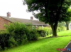 Big tit woman swallows nerd's dick in reality show