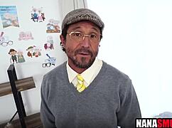 Intense threesome blowjob and fucking with step granny and step grandpa