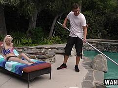 skinny blonde teen slut 18+ bounces her shaved pussy on my monster cock till facial cumshot