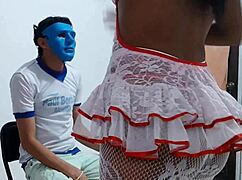 horny 22-year-old effeminate guy stares as brunette latina milf dances like total whore