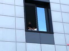 i pound this skinny babe's pussy with neighbors spying close