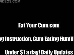 Kneel Slave: Eat My Hot CEI Cum Load Instructions in Femdom Humiliation POV.
