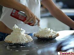 horny brunette teens kiss finger lick in messy lesbian play 💦🔥