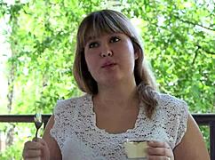 Chubby milf's fat belly mukbang outdoors turn you on?