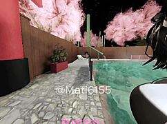 Pool fuck turns horny trio big ass cumshot roleplay