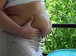Chubby milf's fat belly mukbang outdoors turn you on?