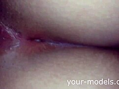 beautiful brunette caresses her cute homemade pussy solo!