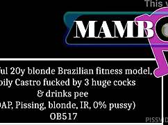 beautiful 20yo blonde brazilian fitness model gabily castro gets fucked hard by three huge cocks in dap pissing action