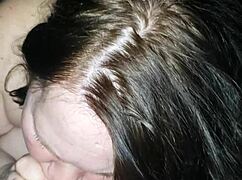 Pregnant milf takes my cock deep in her mouth right now