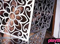 petite blonde canadian strips lingerie off perky tits