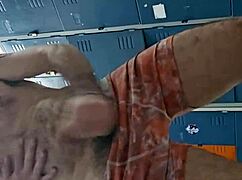 Gym bathroom solo cock stroke hidden thrill