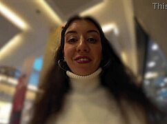 wanna see this skinny teen flash and pee wet in tight jeans at the public shopping mall?