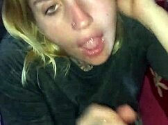 homemade blonde slut deepthroats black cock bent over before facial cumshot doggystyle