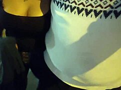 chubby latina street whore mommy flashes huge tits outdoors