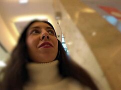 wanna see this skinny teen flash and pee wet in tight jeans at the public shopping mall?