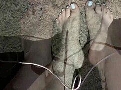 Latina girlfriend feet toes drenched in hot cumshot after kinky pov footjob