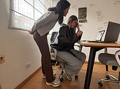 why's my best friend rubbing my hard clit while i'm working??