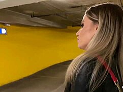 blonde slut hints at public swallow thrill