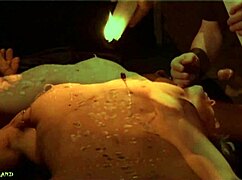 skinny teen slave leashed to outdoor master for whipping and suck