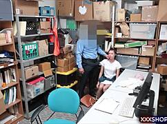 super cute brunette teen shoplifter blows and fucks guard to escape