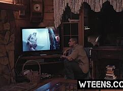 petite blonde shower snatched rough creampie tits