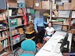 super cute brunette teen shoplifter blows and fucks guard to escape