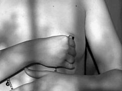 Overwhelmed by desire, sexy milf's big beautiful ass tempts in black white cinema fetish play