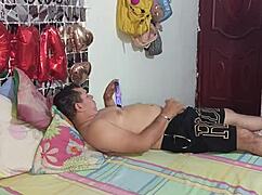 stepsis catches me jerking off and ends up riding my cock