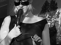 Overwhelmed by desire, sexy milf's big beautiful ass tempts in black white cinema fetish play