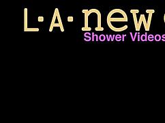 this sun-kissed model steps out of the shower all glowy and ready for her daddy's photoshoot on the sofa