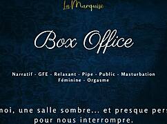 french babe gives gentle bj at box office. public gfe dirty talk 😘💦