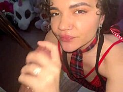 my curly-haired nympho face takes flaxk's massive cum facial load