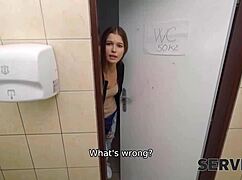 Czech babe gets sweet revenge sex shaved pussy in toilet reality