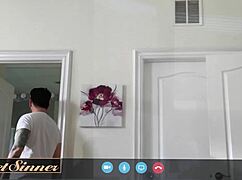 petite milf grinds pretty shaved pussy on monster cock cowgirl bouncing hard