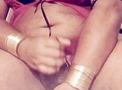 sexy dress shemale strokes her cock during masturbation