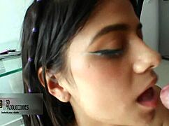 Stepbrother shoves cock down horny stepsis throat like a prostitute