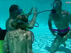 cruz's blowjobs make cum explode everywhere underwater in the pool with petite hungarian teens