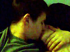 homemade couple babe gives sloppy blowjob to his monster cock