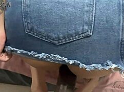 no panties he lifts my skirt fucks me hard then spanish on my big tits cum